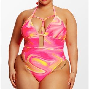 Swirlfriend Strappy Halter Plus Size One Piece Swimsuit Size 1X